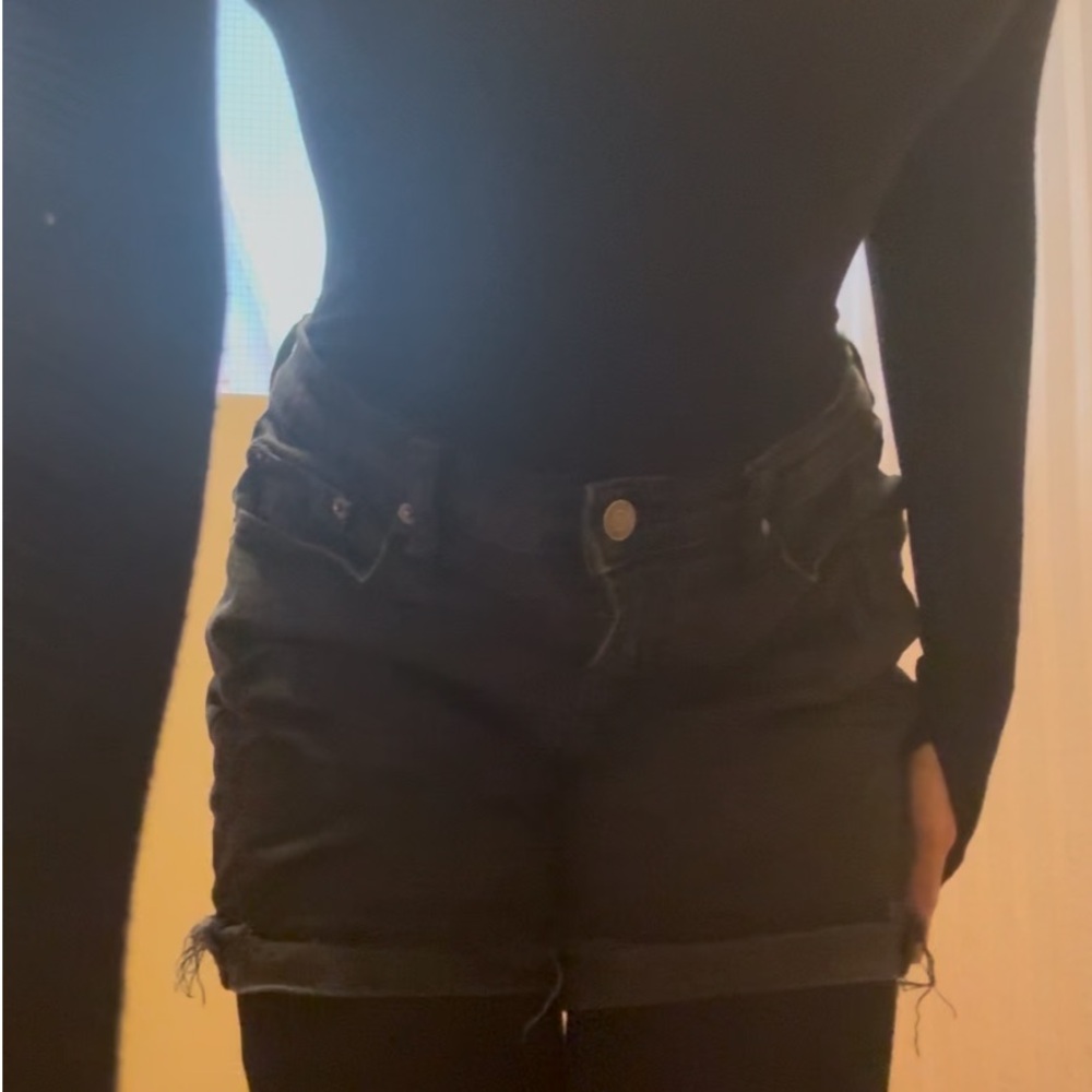 black jean shorts